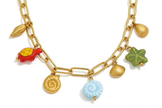 Collar de acero inoxidable con colgantes de cerámica