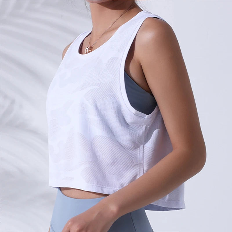 Playera corta sin mangas con estampado de camuflaje transpirable / Varios colores