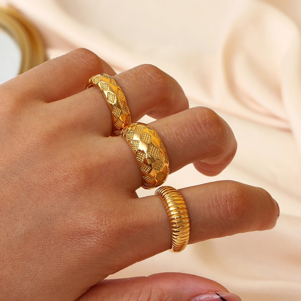 Anillos de acero inoxidable con rombos varios colores
