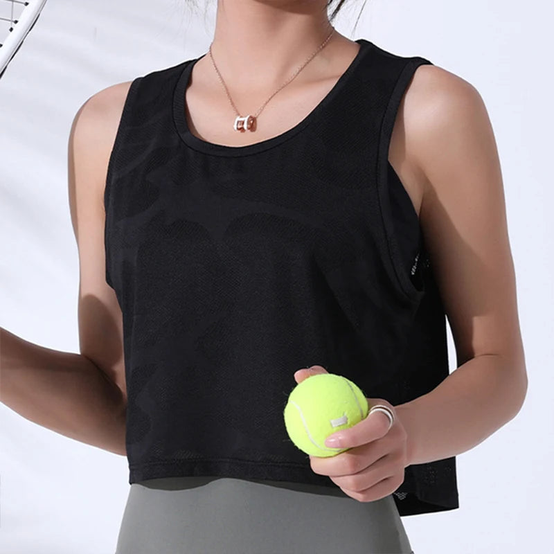 Playera corta sin mangas con estampado de camuflaje transpirable / Varios colores