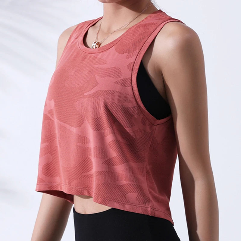 Playera corta sin mangas con estampado de camuflaje transpirable / Varios colores