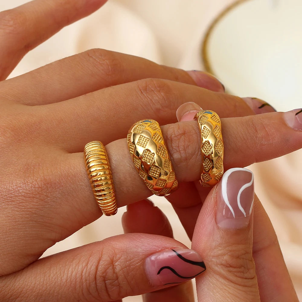 Anillos de acero inoxidable con rombos varios colores