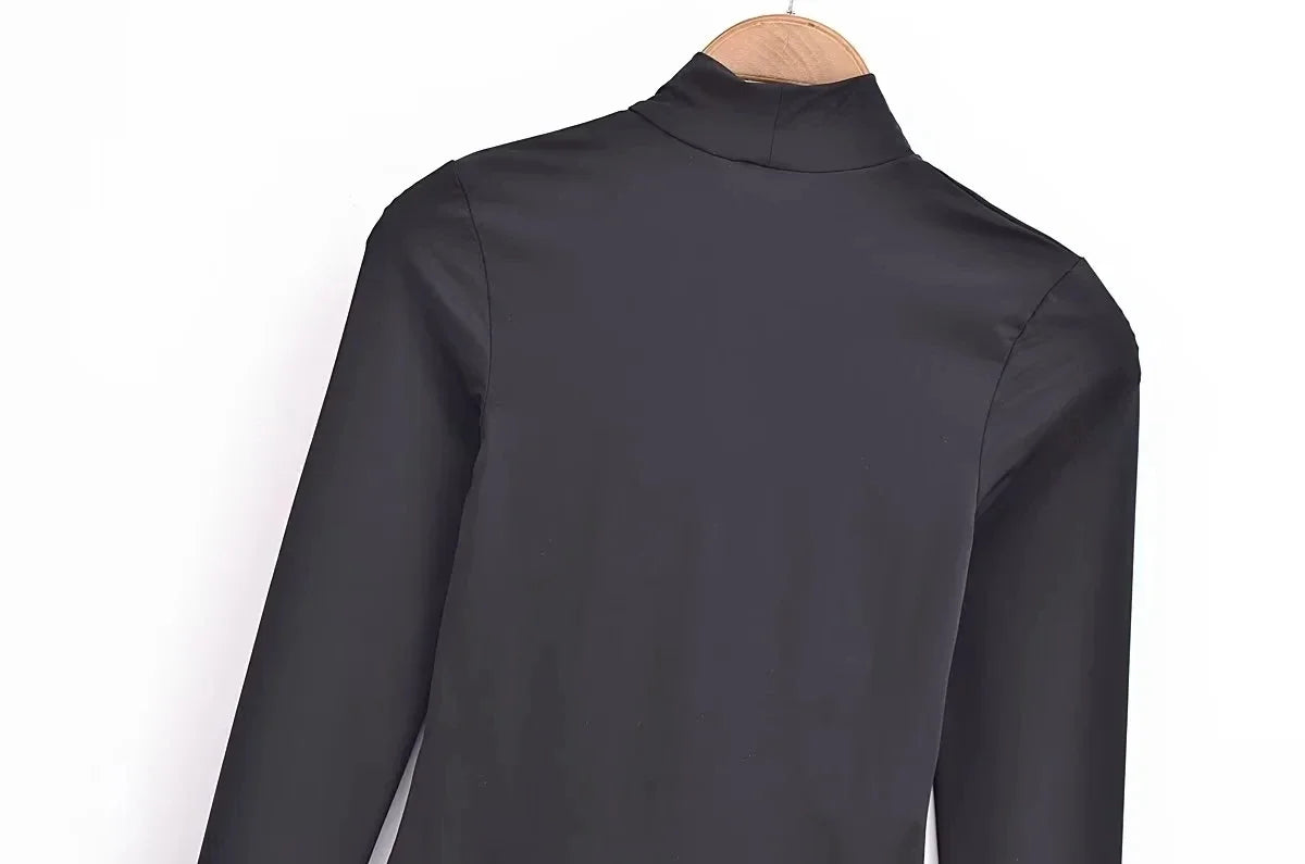Body manga larga cuello alto colores essentials
