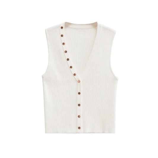 Top estilo chaleco blanco con botones