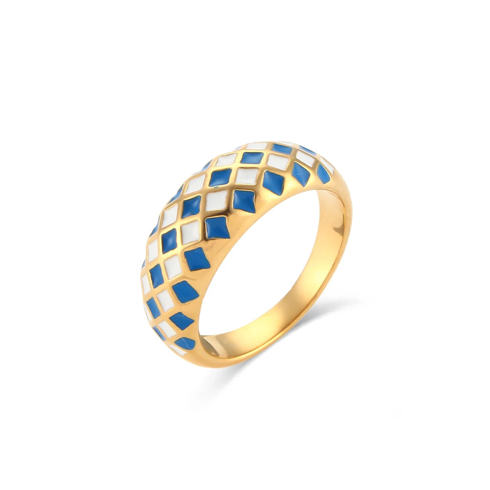 Anillos de acero inoxidable con rombos varios colores