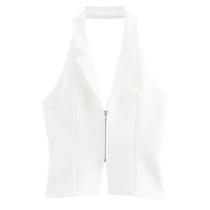 Top cuello estilo halter con cremallera