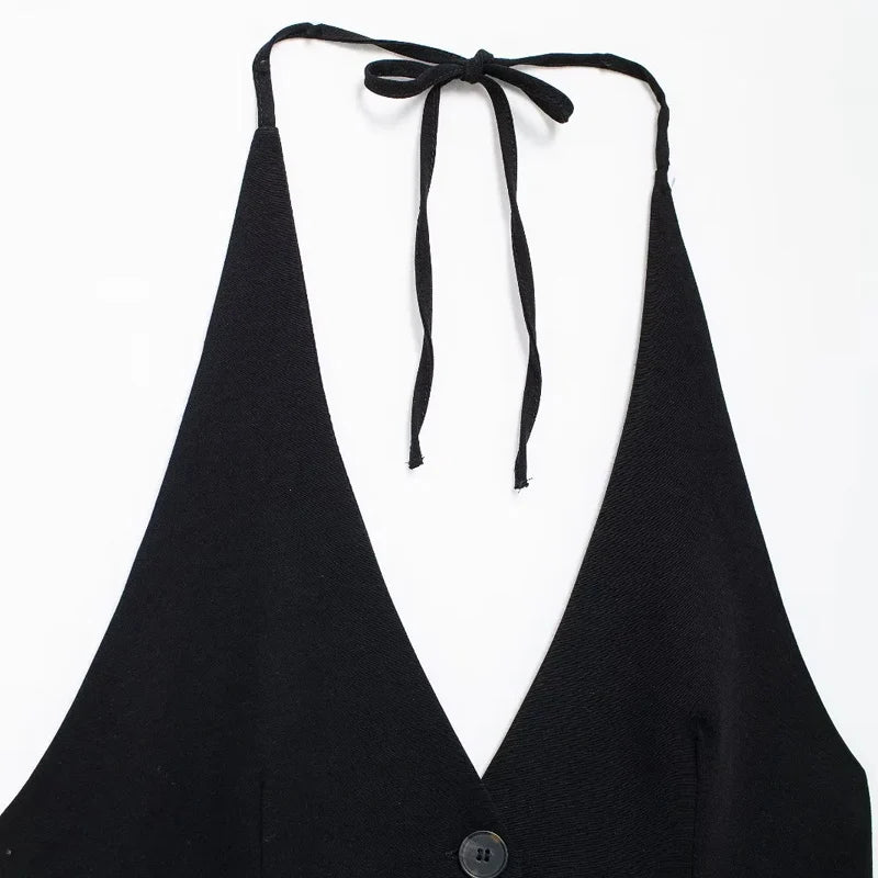 Chaleco con cuello halter espalda descubierta