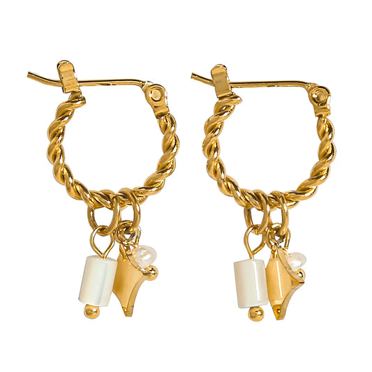 Aretes de acero inoxidable con piedra natural / Varios colores y diseños