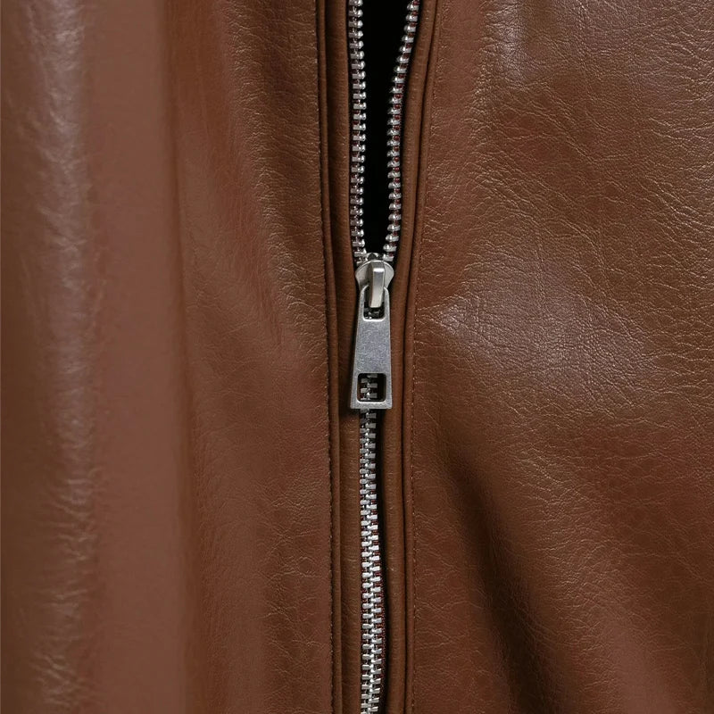 Chaqueta bomber de piel sintética marrón