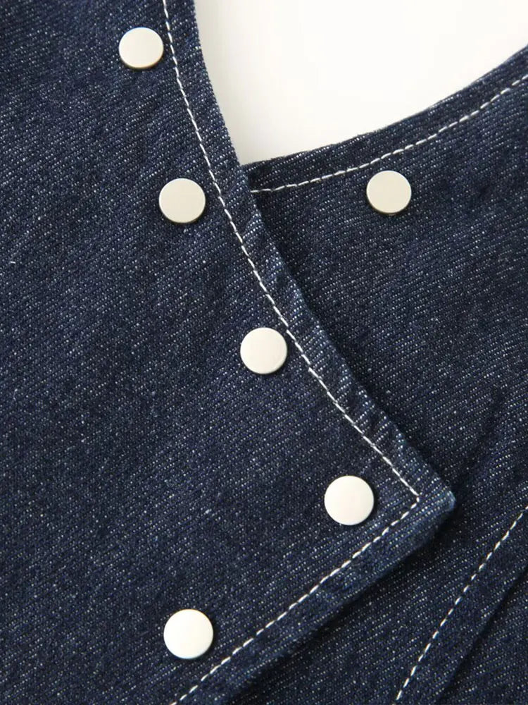 Chaleco de mezclilla vaquero estilo halter con espalda descubierta