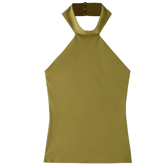 Top halter ajustado espalda descubierta