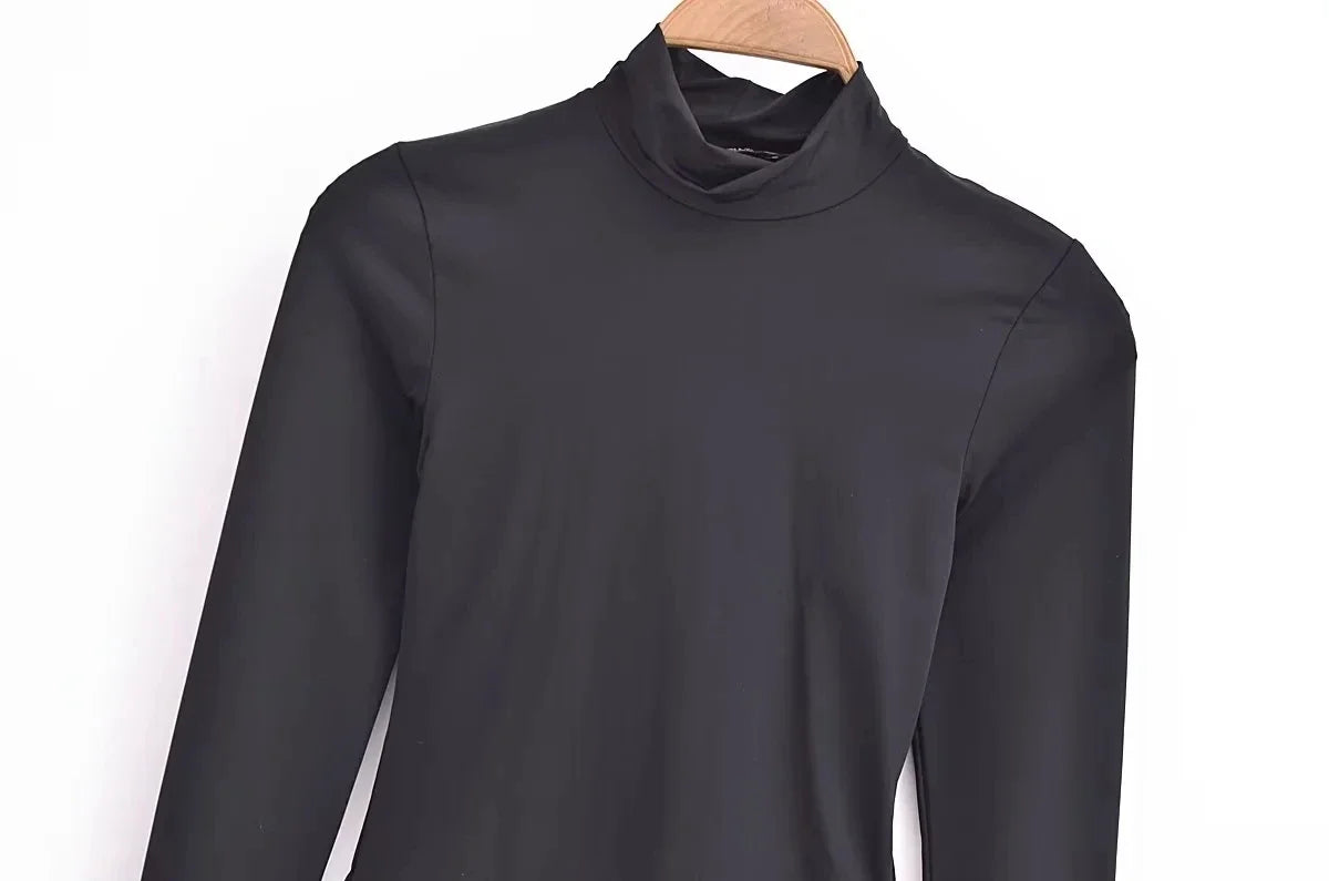 Body manga larga cuello alto colores essentials