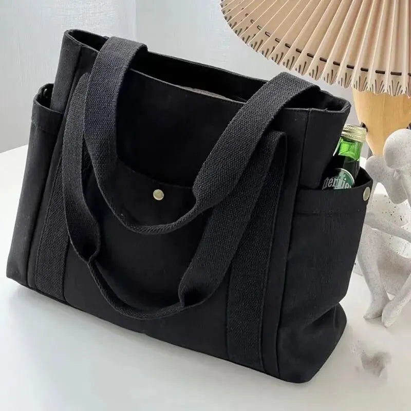 Bolso de lona de gran capacidad de hombro para laptop y libros / Varios colores