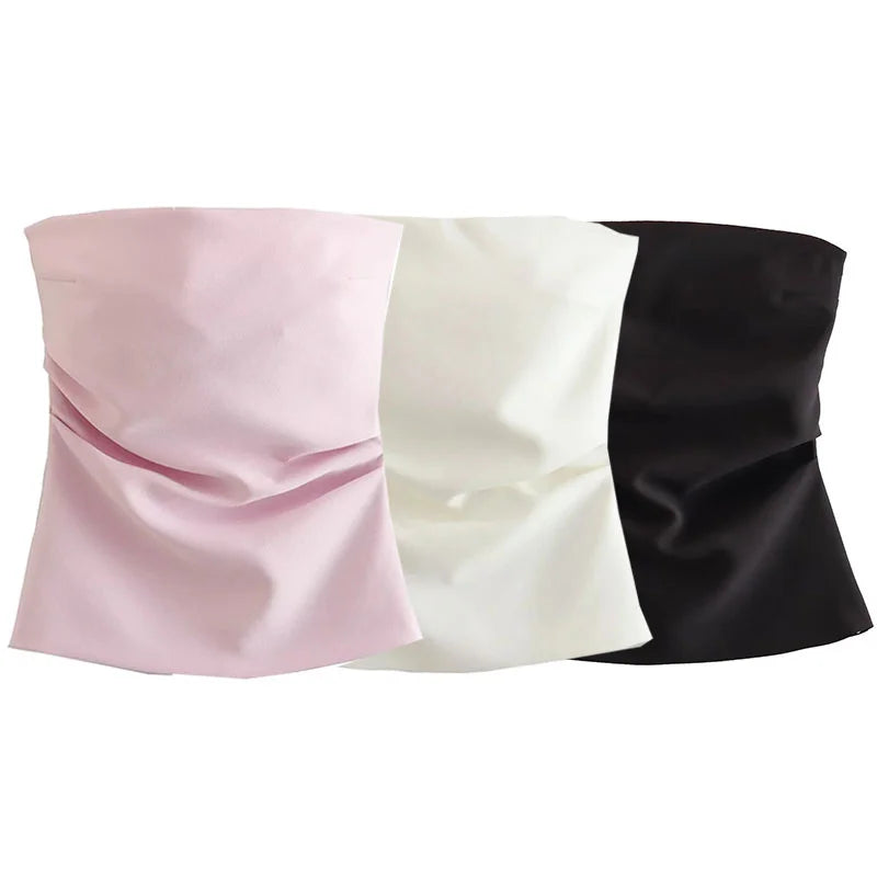 Top de tubo corto con hombros descubiertos/Varios colores