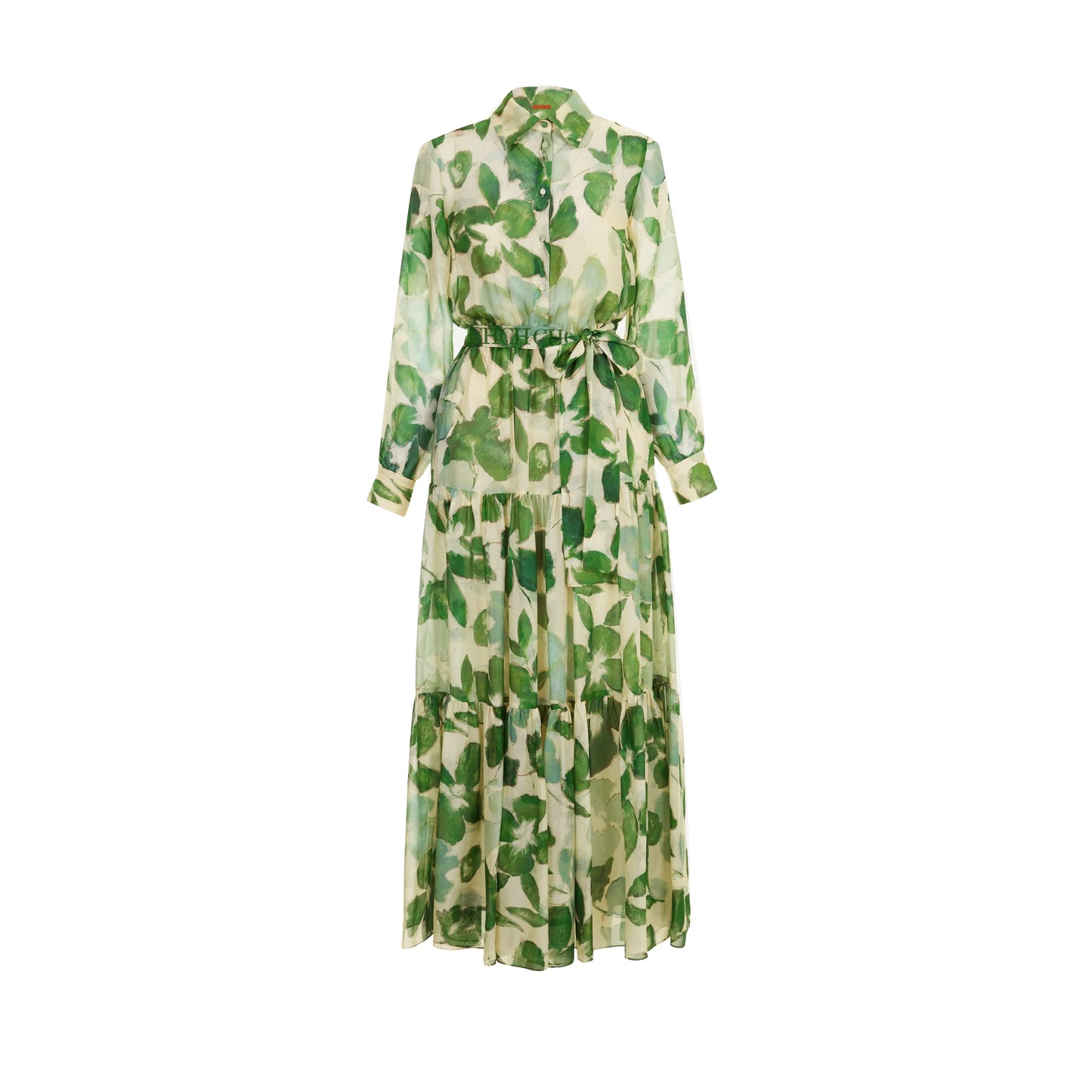 Vestido estampado verde con cinturón