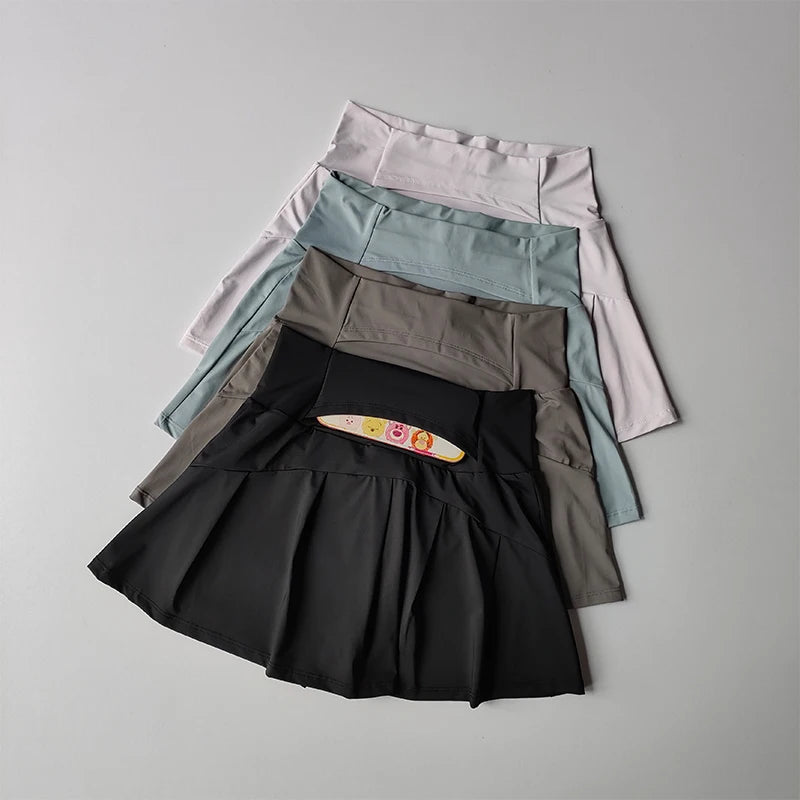 Falda corta deportiva de cintura alta secado rápido / Varios colores