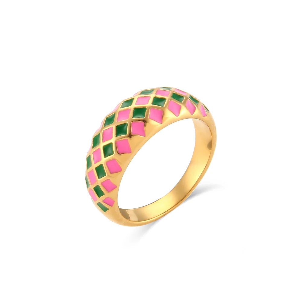 Anillos de acero inoxidable con rombos varios colores