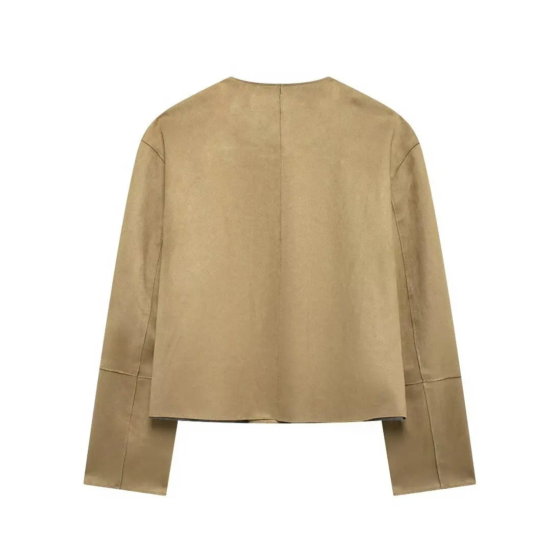 Chaqueta de ante cazadora con botones