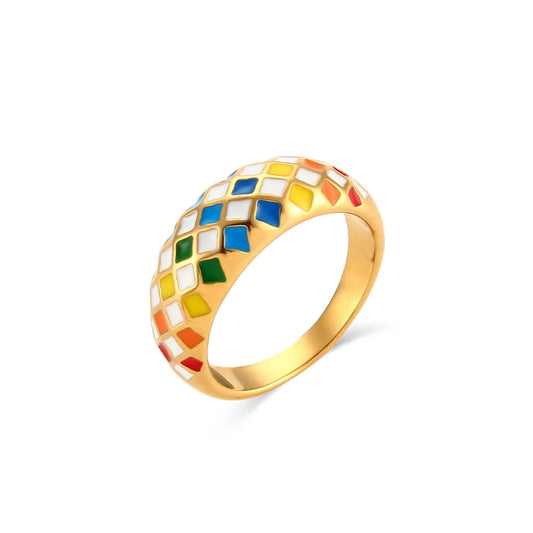 Anillos de acero inoxidable con rombos varios colores