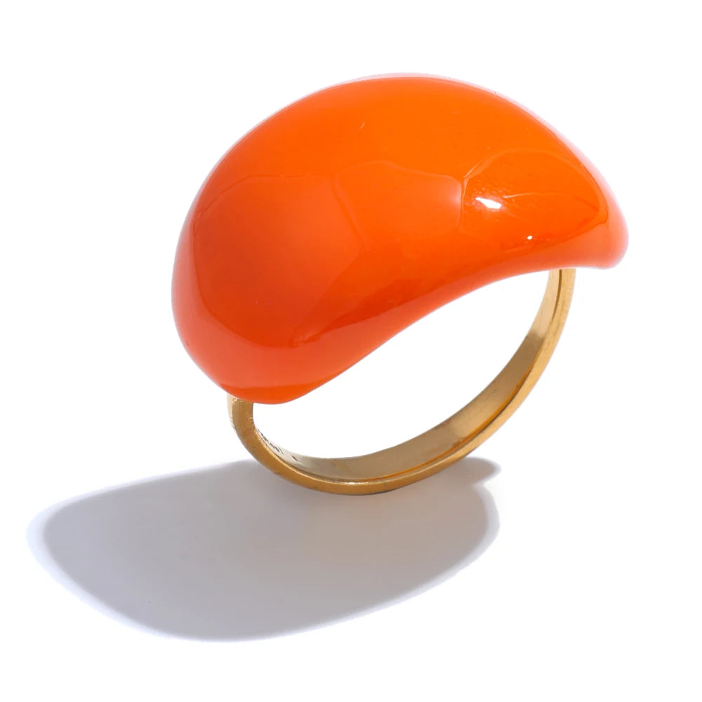 CANDY🍭 Anillo de acero inoxidable caramelo esmaltado / Varios colores