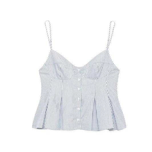 Top plisado a rayas con espalda descubierta de tirantes / Varios colores