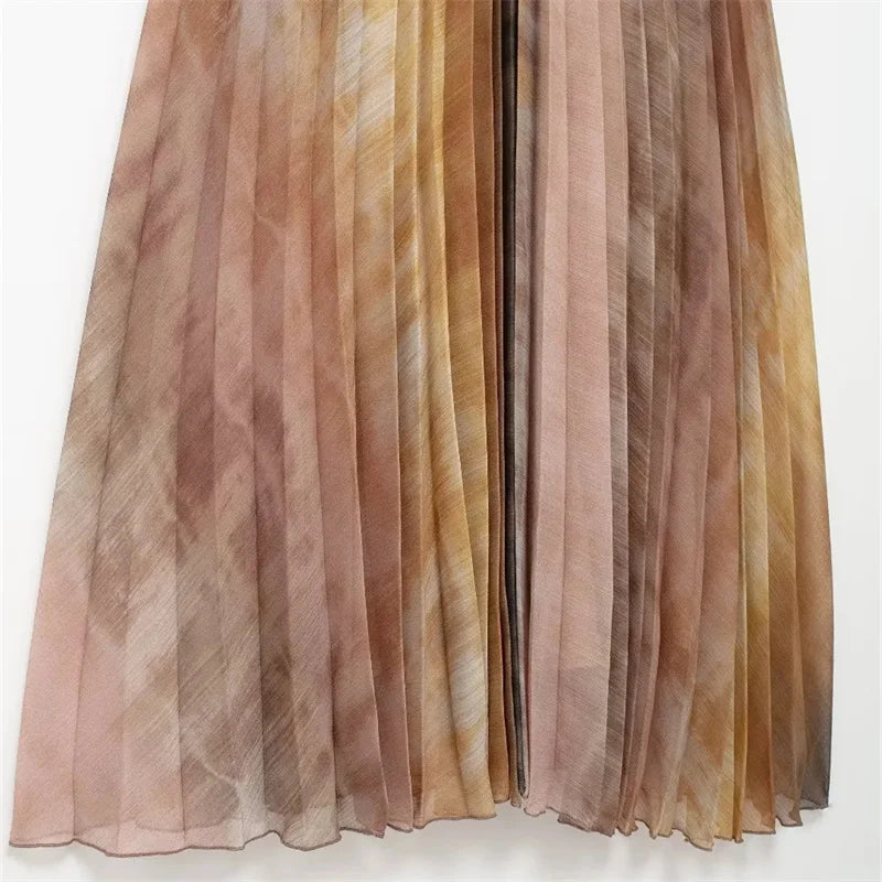 Vestido largo plisado estilo bohemio