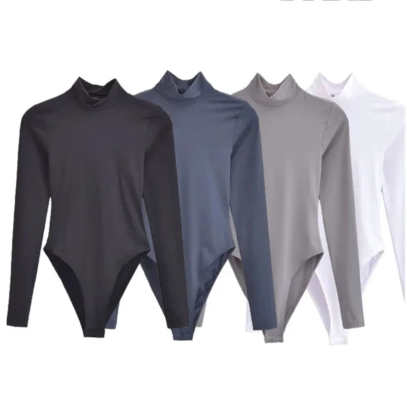 Body manga larga cuello alto colores essentials