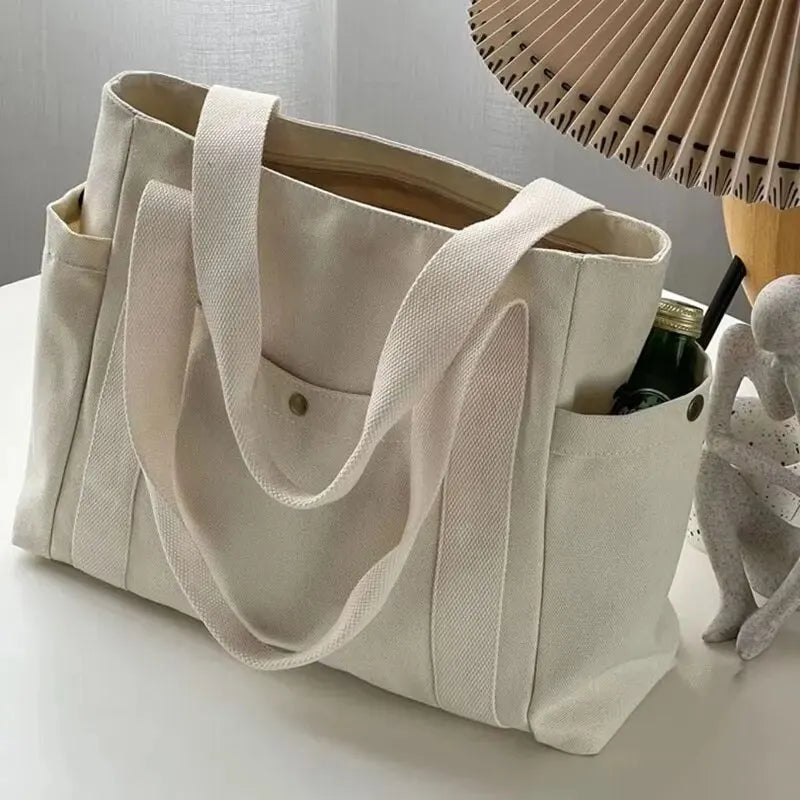 Bolso de lona de gran capacidad de hombro para laptop y libros / Varios colores