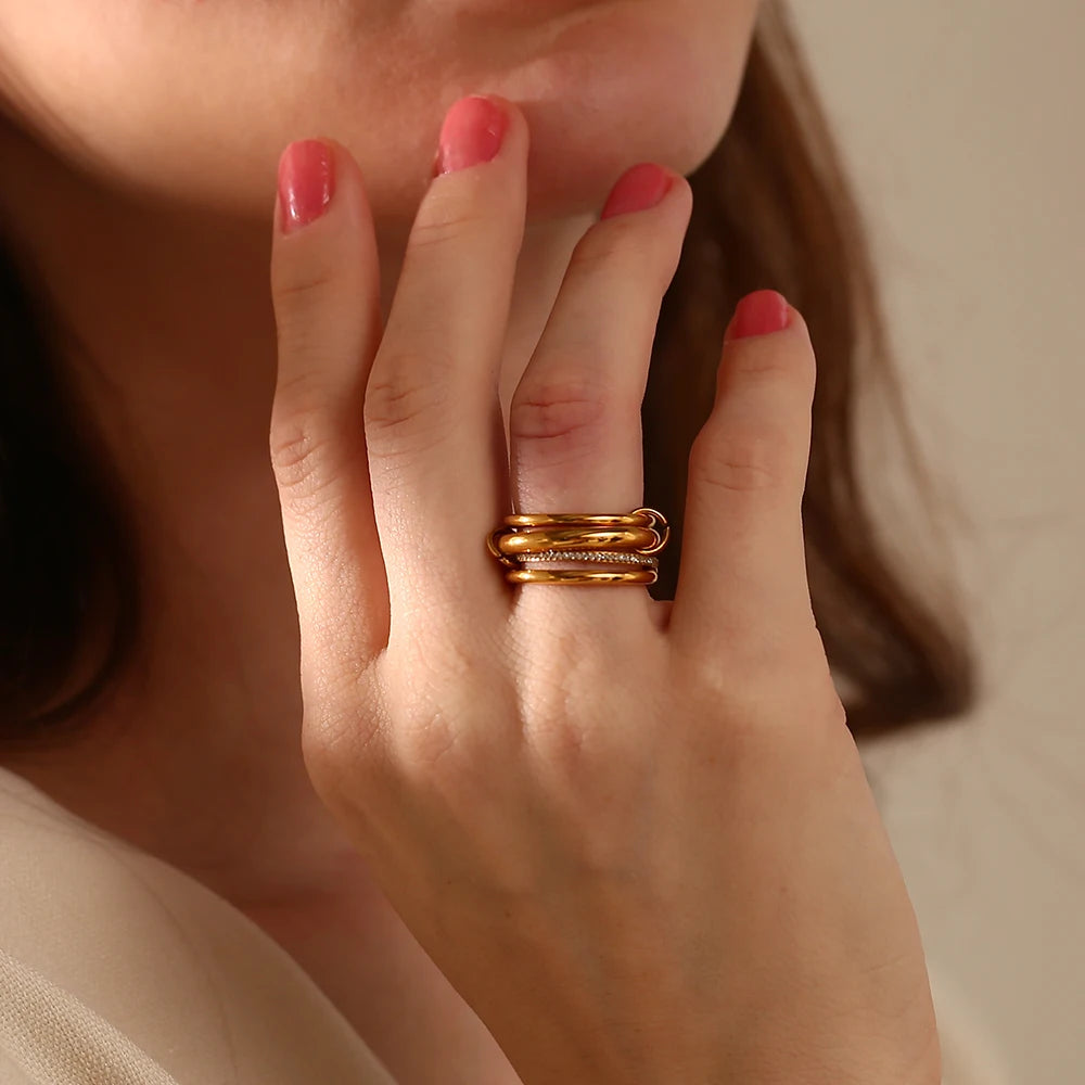 Anillo no fijo apilados de acero inoxidable / variantes