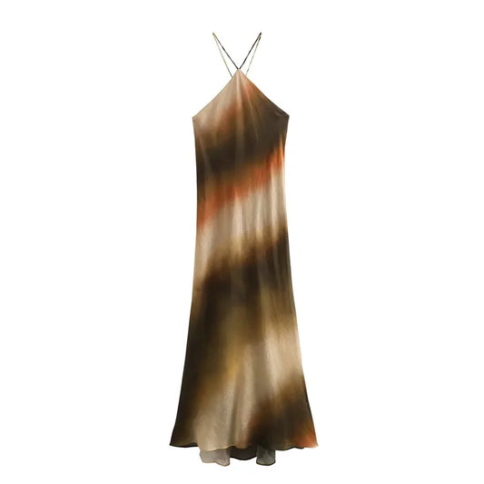 Vestido TIE largo con hombros descubiertos halter