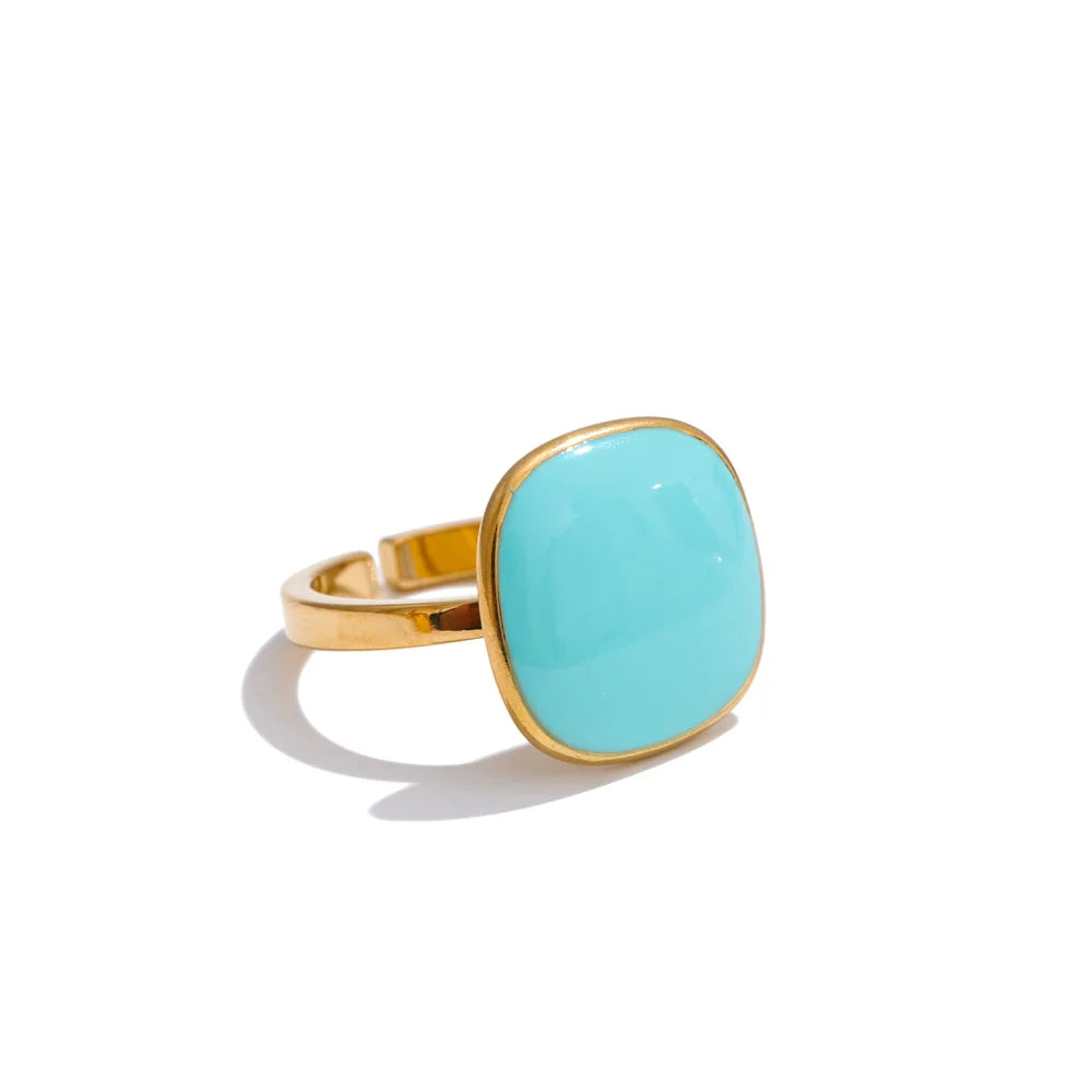 CANDY🍭 Anillo ajustable de colores caramelo esmaltado de acero inoxidable / Varios colores