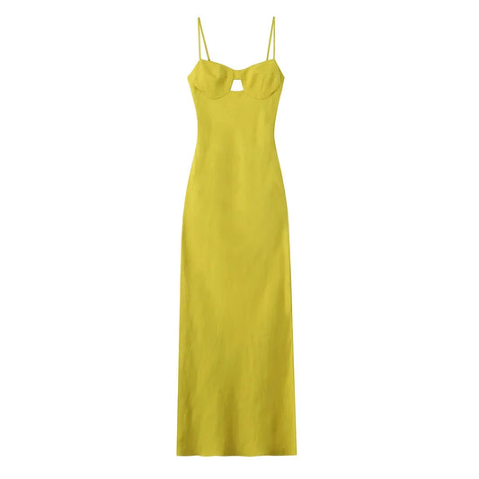 Vestido largo con corsé y espalda descubierta