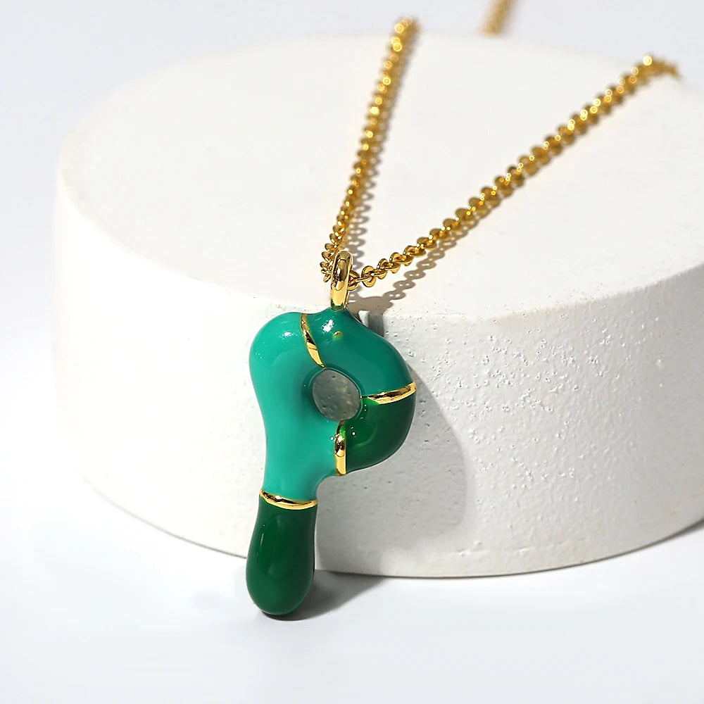 Collar estilo globo esmaltado de acero inoxidable de alfabeto / Alfabeto variado disponible