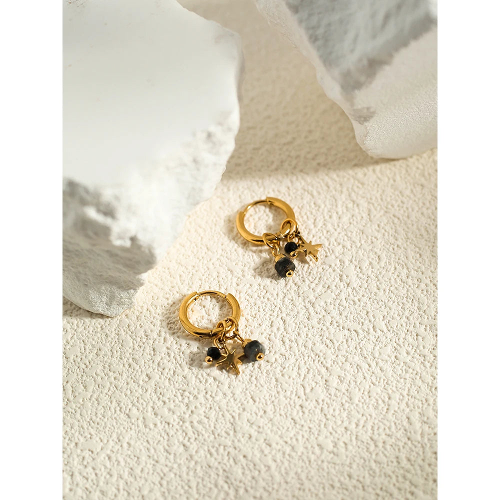 Aretes de acero inoxidable con piedra natural / Varios colores y diseños
