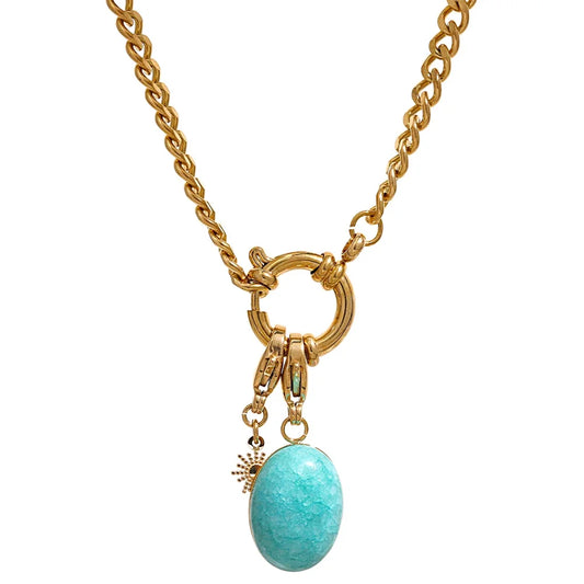 Collar de acero inoxidable con dije delicado color aqua