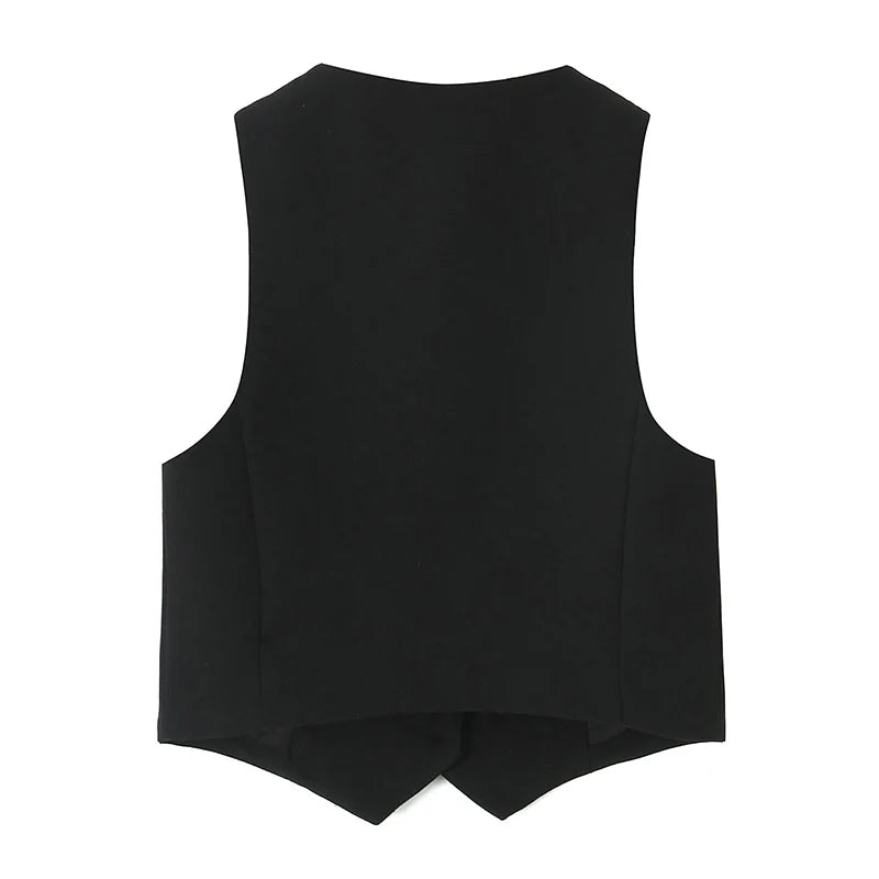 Set de 2 piezas de chaleco con cuello en V y pantalones anchos