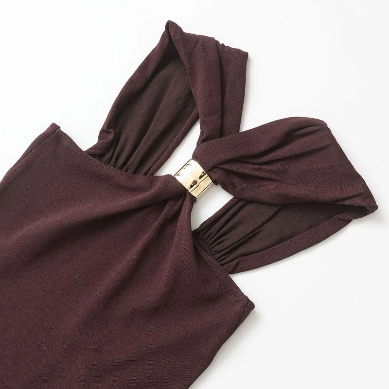 Top corto con cuello halter con cilindro en cuello