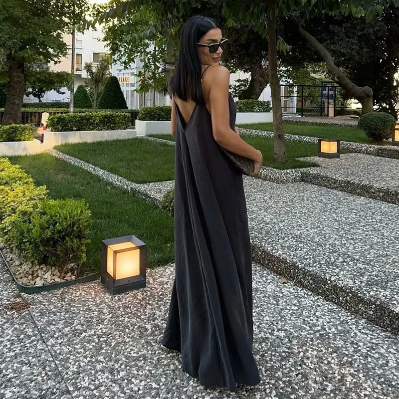 Vestido largo drapeado con espalda descubierta / Varios colores