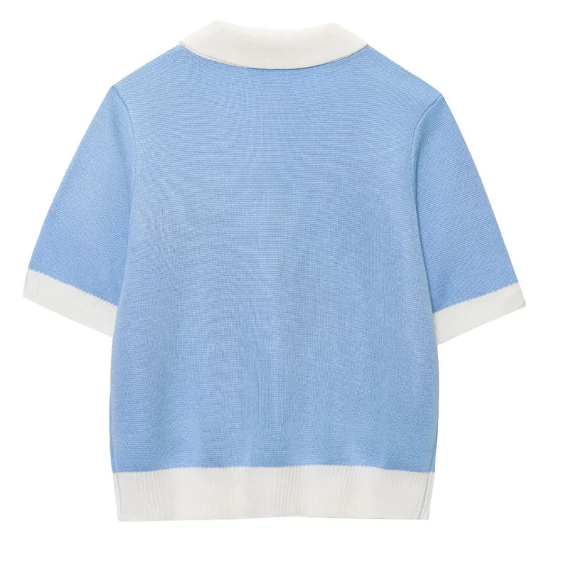 Cardigan de punto manga corta recortado