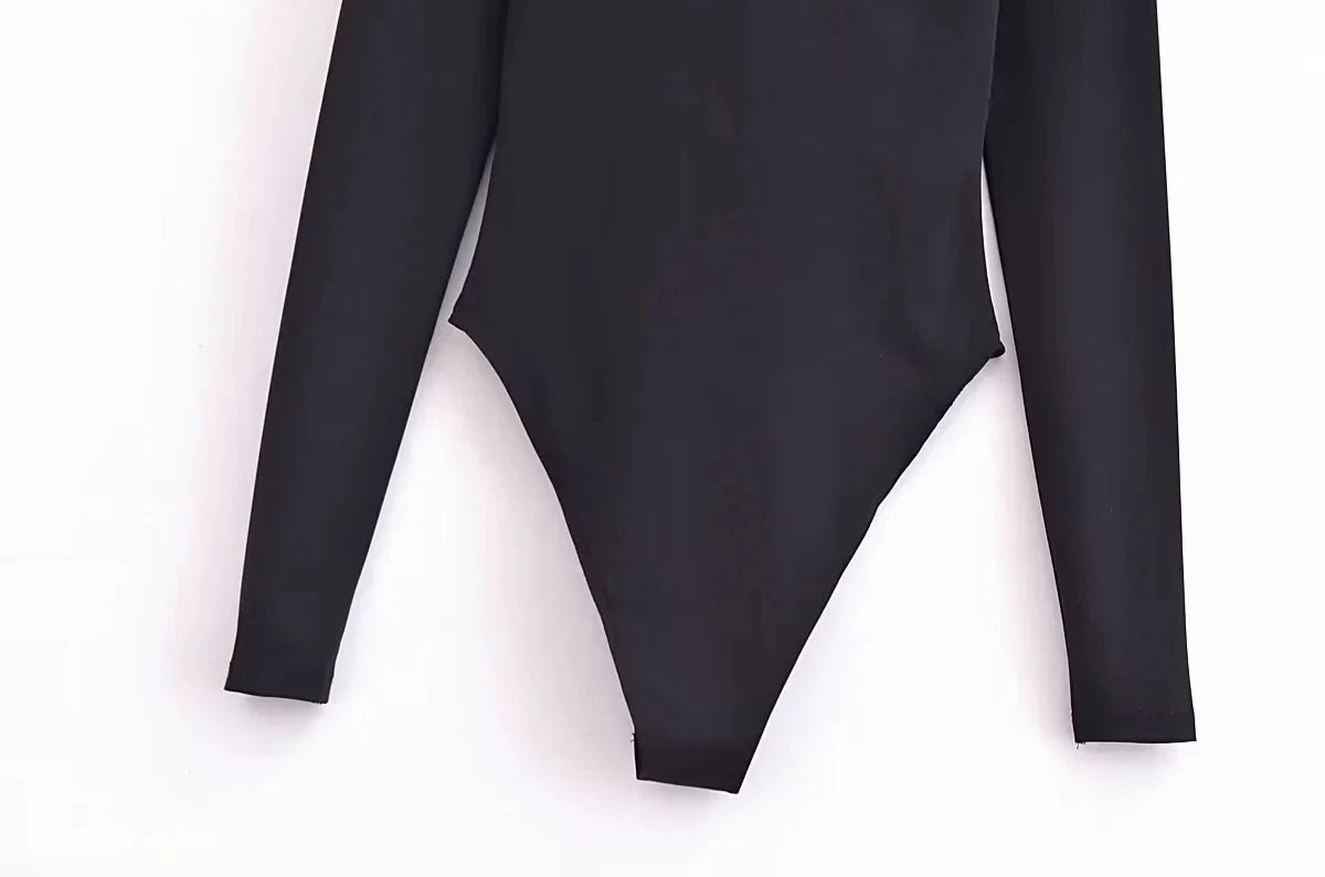 Body manga larga cuello alto colores essentials