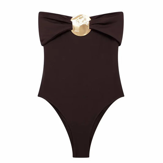 Traje de baño completo con hombros descubiertos / varios colores