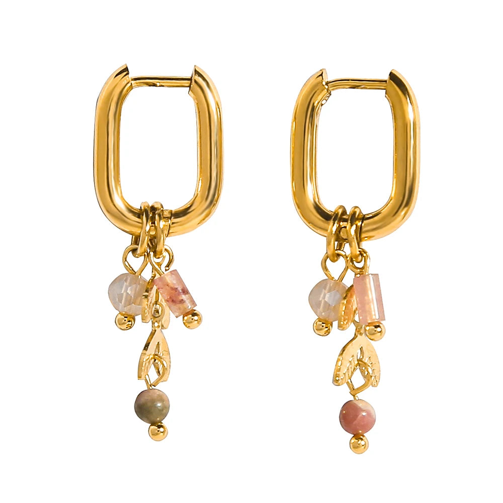 Aretes de acero inoxidable con piedra natural / Varios colores y diseños