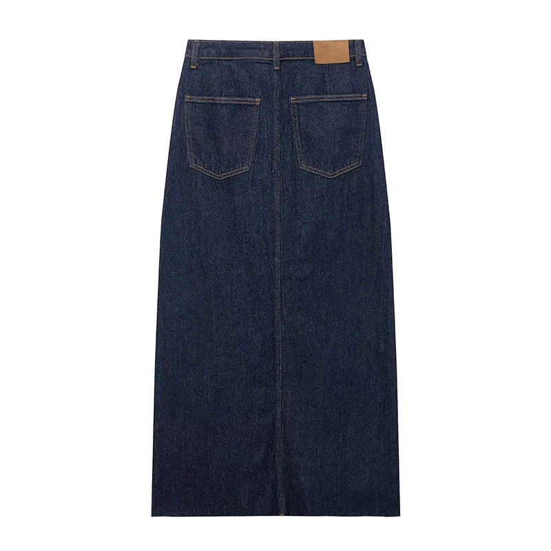 Set de 2 piezas camiseta vaquera sin mangas y falda vaquera con apertura