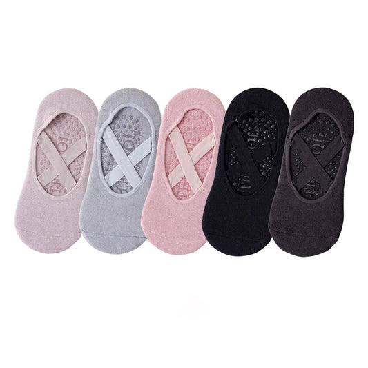 5 pares de calcetines antideslizantes de algodón transpirable para yoga y pilates