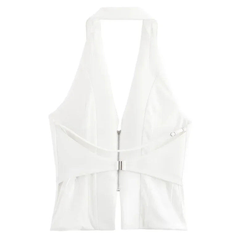 Top cuello estilo halter con cremallera