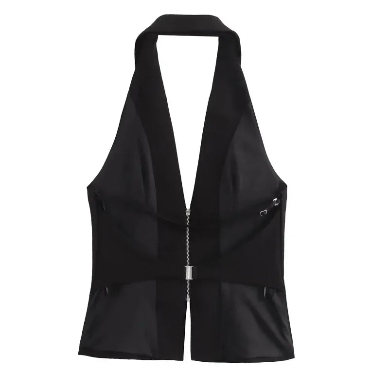 Top cuello estilo halter con cremallera