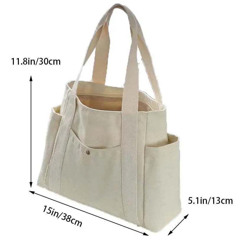 Bolso de lona de gran capacidad de hombro para laptop y libros / Varios colores