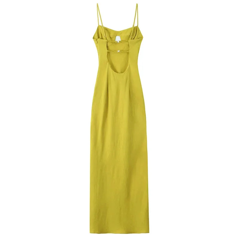 Vestido largo con corsé y espalda descubierta