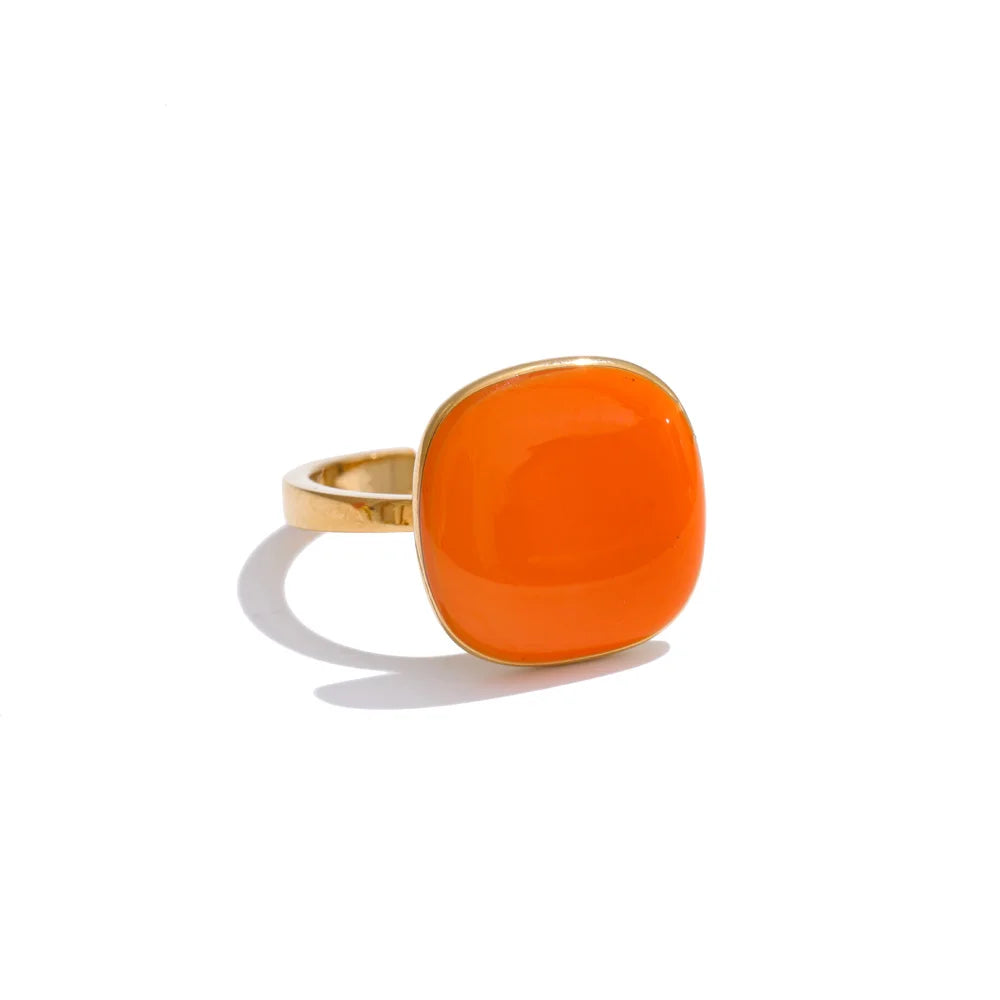 CANDY🍭 Anillo ajustable de colores caramelo esmaltado de acero inoxidable / Varios colores