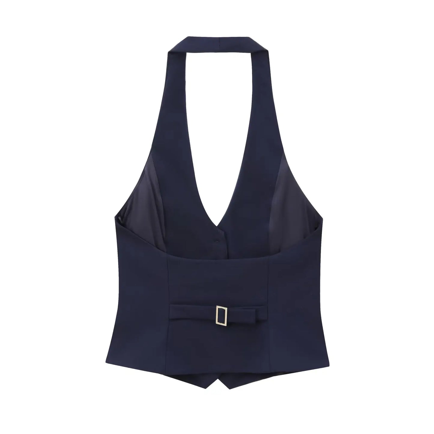 Top con cuello halter con hilera de botones y cuello en V / Varios colores